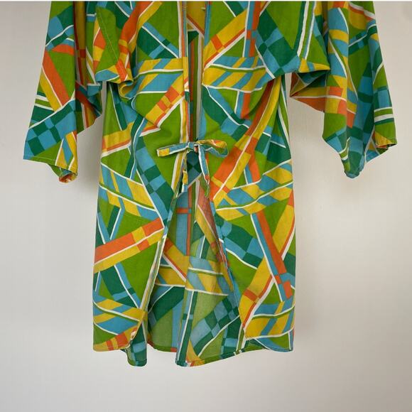 Vintage 60's Green Geometric Artist Smock / One Size / Retro Novelty Mod - Picture 6 of 8